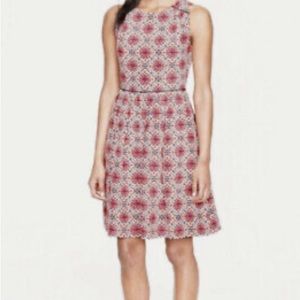 J-crew pink & navy patterned silk dress